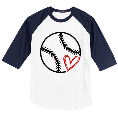 Baseball Lovers Heart Baseball Sleeve Shirt