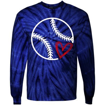 Baseball Lovers Heart Tie-Dye Long Sleeve Shirt