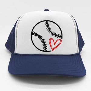 Baseball Lovers Heart Trucker Hat