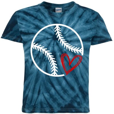 Baseball Lovers Heart Kids Tie-Dye T-Shirt