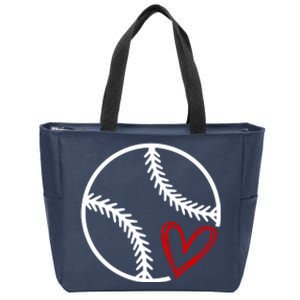 Baseball Lovers Heart Zip Tote Bag