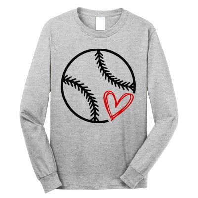 Baseball Lovers Heart Long Sleeve Shirt