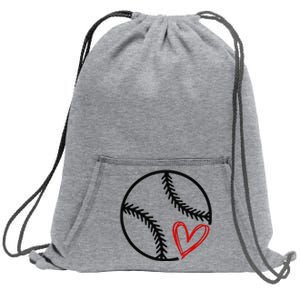 Baseball Lovers Heart Sweatshirt Cinch Pack Bag