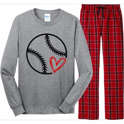 Baseball Lovers Heart Long Sleeve Pajama Set