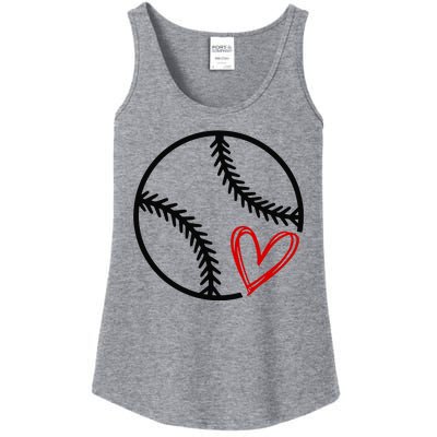 Baseball Lovers Heart Ladies Essential Tank