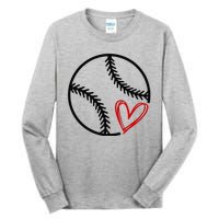 Baseball Lovers Heart Tall Long Sleeve T-Shirt