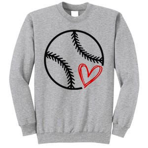 Baseball Lovers Heart Tall Sweatshirt