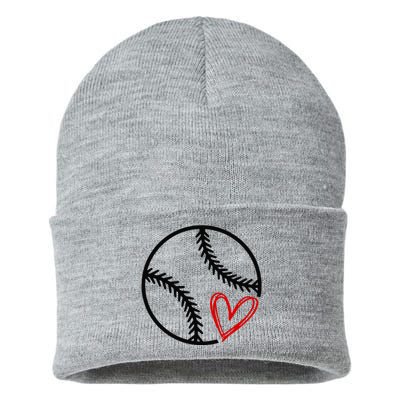 Baseball Lovers Heart Sustainable Knit Beanie