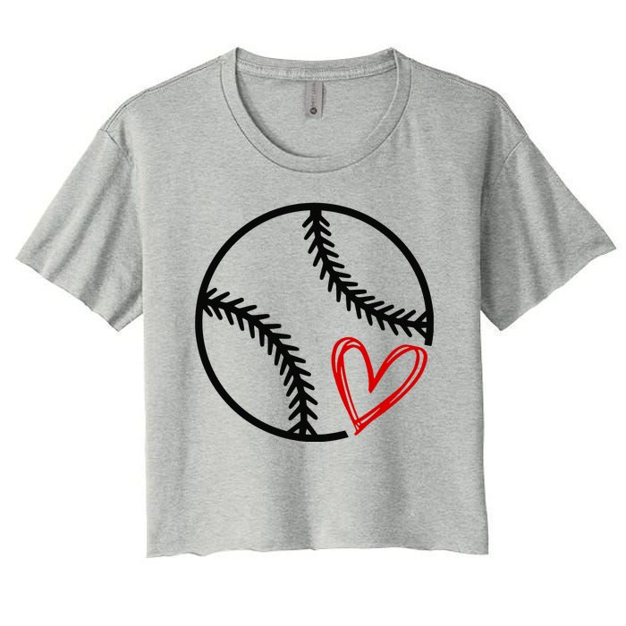 Baseball Lovers Heart Women's Crop Top Tee