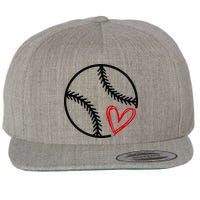 Baseball Lovers Heart Wool Snapback Cap