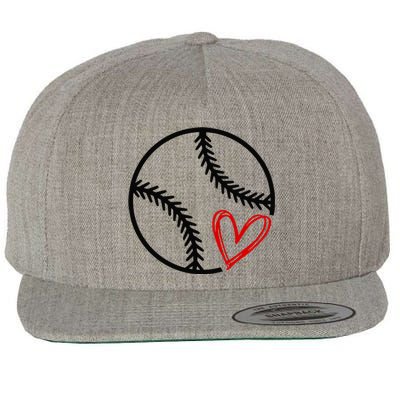 Baseball Lovers Heart Wool Snapback Cap