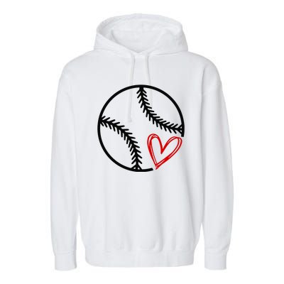 Baseball Lovers Heart Garment-Dyed Fleece Hoodie