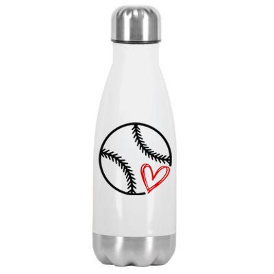 Baseball Lovers Heart Stainless Steel Insulated Water Bottle