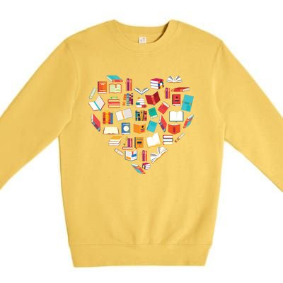 Book Lover Heart Shape Reading Club Librarian Bookworm Premium Crewneck Sweatshirt