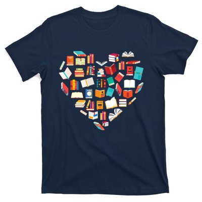 Book Lover Heart Shape Reading Club Librarian Bookworm T-Shirt