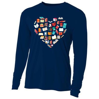 Book Lover Heart Shape Reading Club Librarian Bookworm Cooling Performance Long Sleeve Crew