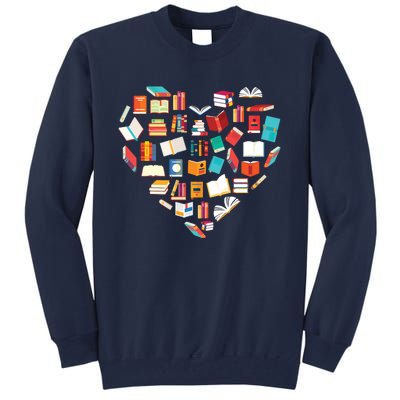 Book Lover Heart Shape Reading Club Librarian Bookworm Tall Sweatshirt