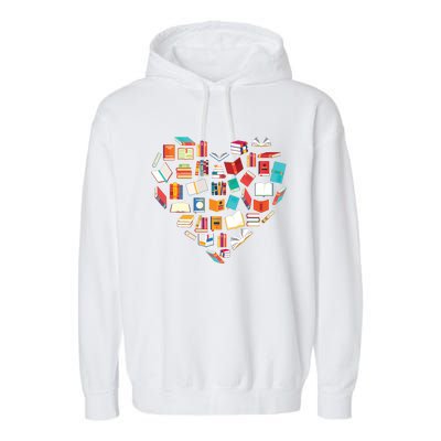 Book Lover Heart Shape Reading Club Librarian Bookworm Garment-Dyed Fleece Hoodie