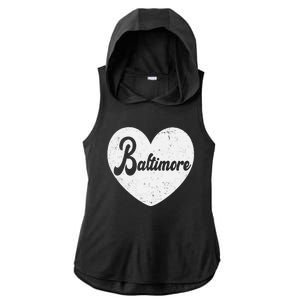 Baltimore Love Heart Support Tribute Ladies PosiCharge Tri-Blend Wicking Draft Hoodie Tank