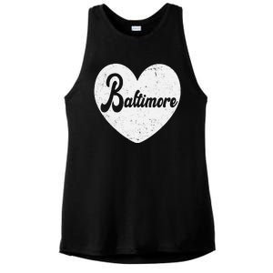 Baltimore Love Heart Support Tribute Ladies PosiCharge Tri-Blend Wicking Tank