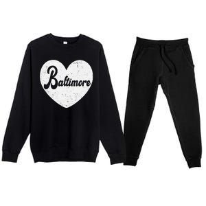 Baltimore Love Heart Support Tribute Premium Crewneck Sweatsuit Set