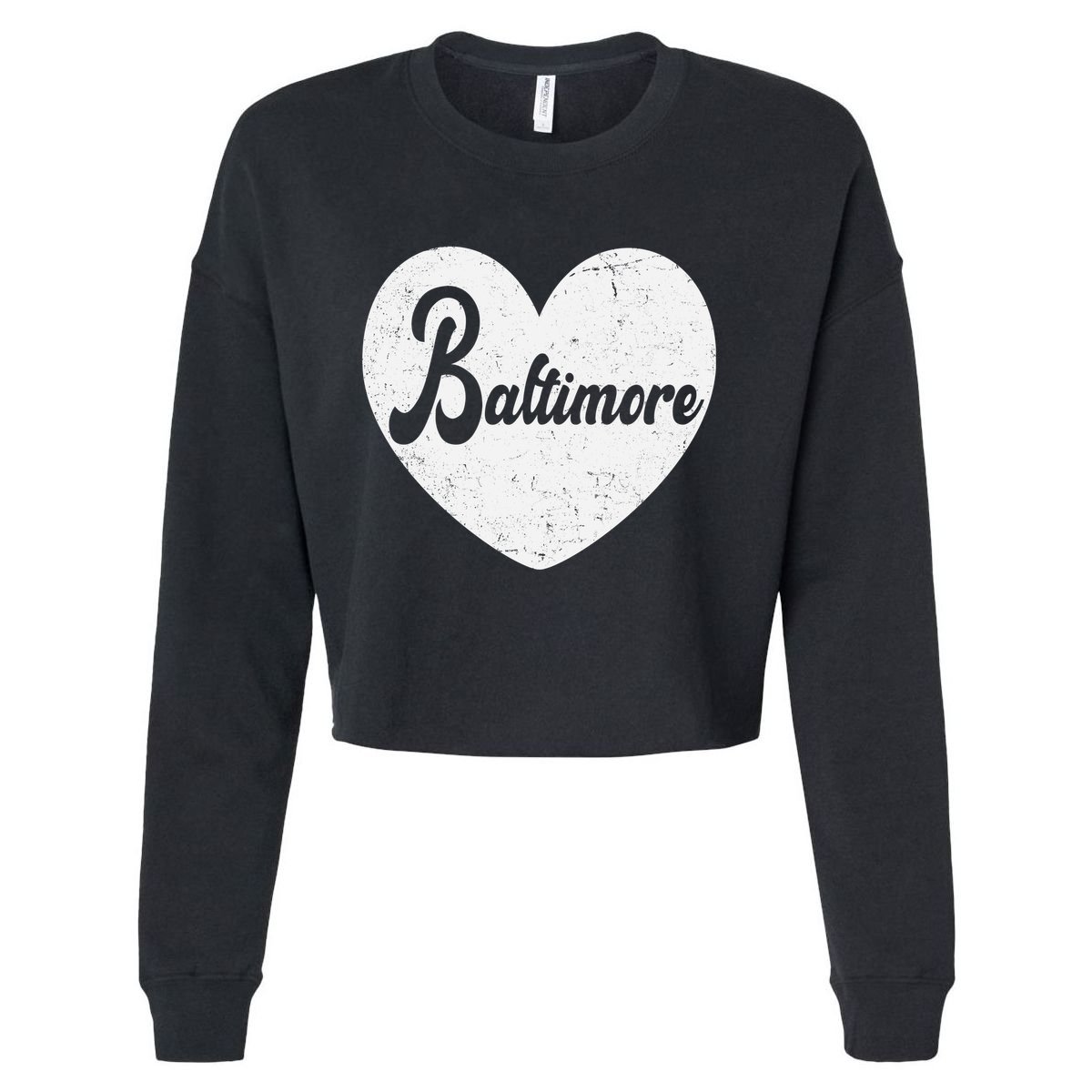 Baltimore Love Heart Support Tribute Cropped Pullover Crew