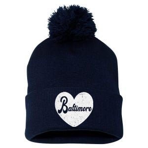 Baltimore Love Heart Support Tribute Pom Pom 12in Knit Beanie