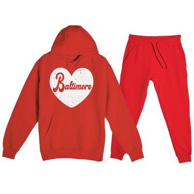 Baltimore Love Heart Support Tribute Premium Hooded Sweatsuit Set