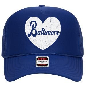 Baltimore Love Heart Support Tribute High Crown Mesh Back Trucker Hat