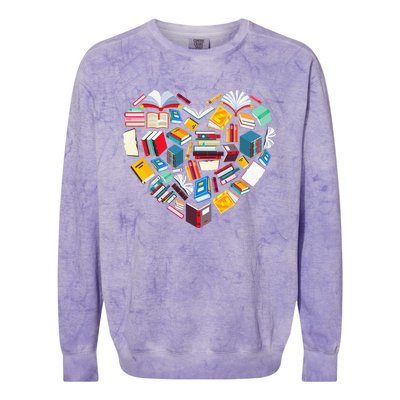 Book Lover Heart Shape Reading Club Librarian Library Gifts Colorblast Crewneck Sweatshirt