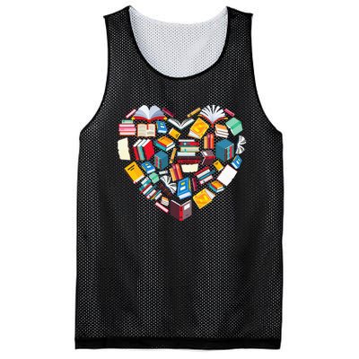 Book Lover Heart Shape Reading Club Librarian Library Gifts Mesh Reversible Basketball Jersey Tank