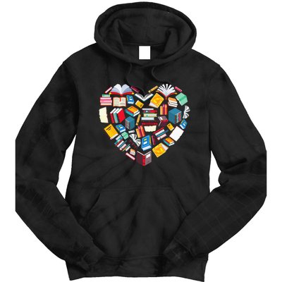 Book Lover Heart Shape Reading Club Librarian Library Gifts Tie Dye Hoodie