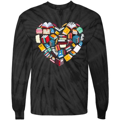 Book Lover Heart Shape Reading Club Librarian Library Gifts Tie-Dye Long Sleeve Shirt