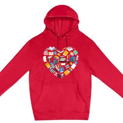 Book Lover Heart Shape Reading Club Librarian Library Gifts Premium Pullover Hoodie