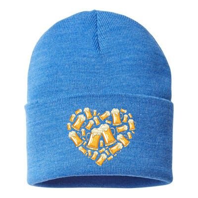 Beer Love Heart Brewing Craft Beer Brewer Valentines Day Cute Gift Sustainable Knit Beanie