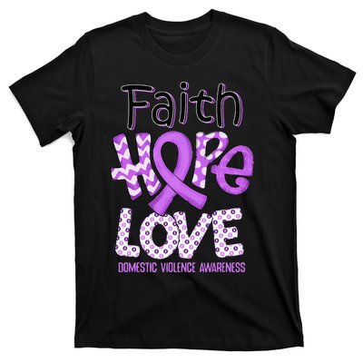 Believe Love Hope Purple Ribbon Domestic Violence Awareness T-Shirt