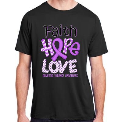 Believe Love Hope Purple Ribbon Domestic Violence Awareness Adult ChromaSoft Performance T-Shirt