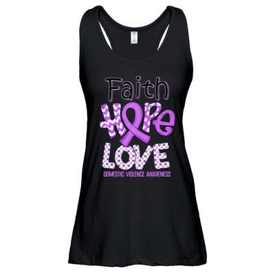 Believe Love Hope Purple Ribbon Domestic Violence Awareness Ladies Essential Flowy Tank