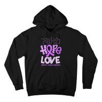 Believe Love Hope Purple Ribbon Domestic Violence Awareness Tall Hoodie