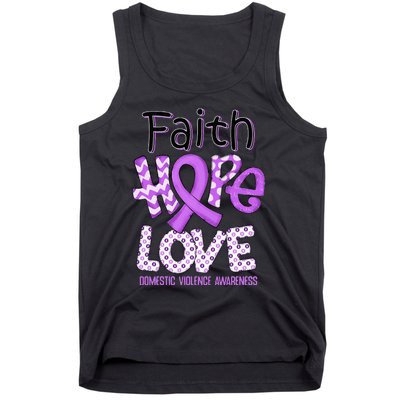 Believe Love Hope Purple Ribbon Domestic Violence Awareness Tank Top