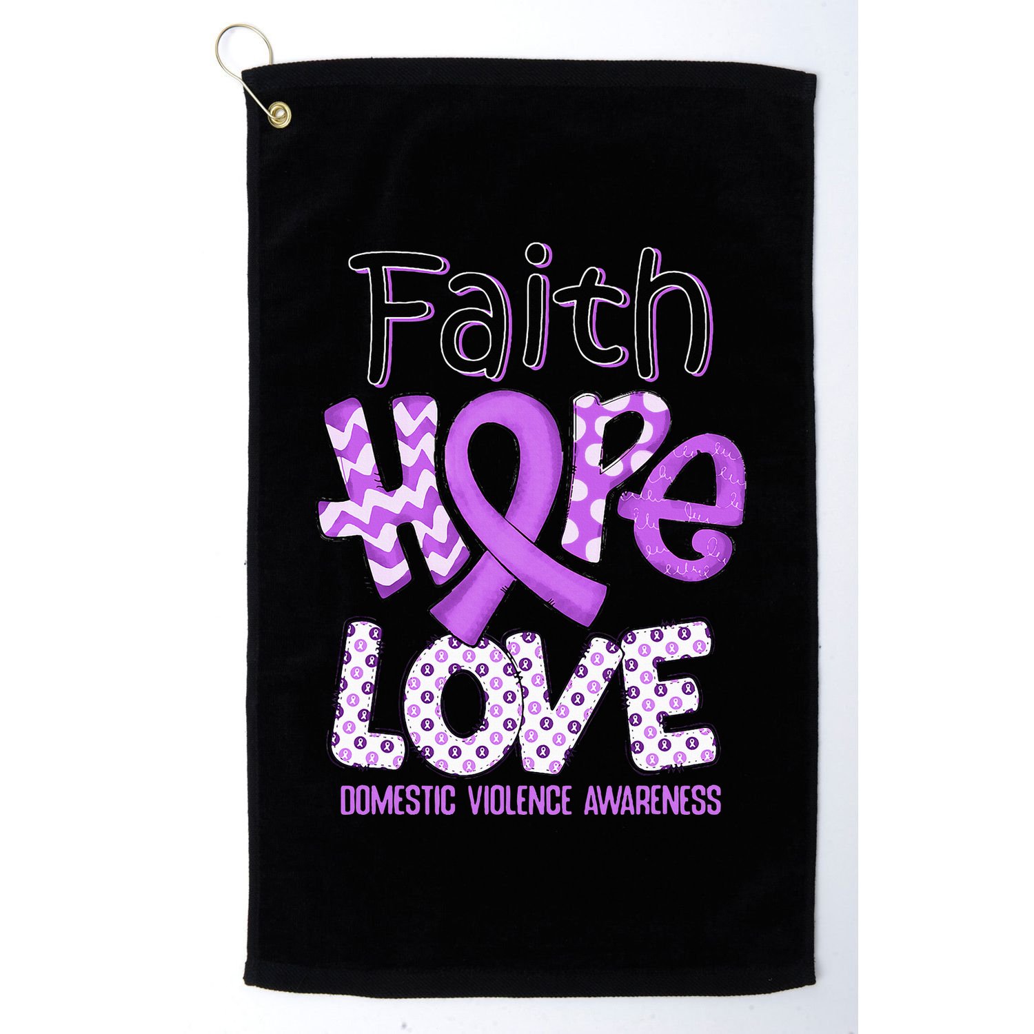 Believe Love Hope Purple Ribbon Domestic Violence Awareness Golf Towel