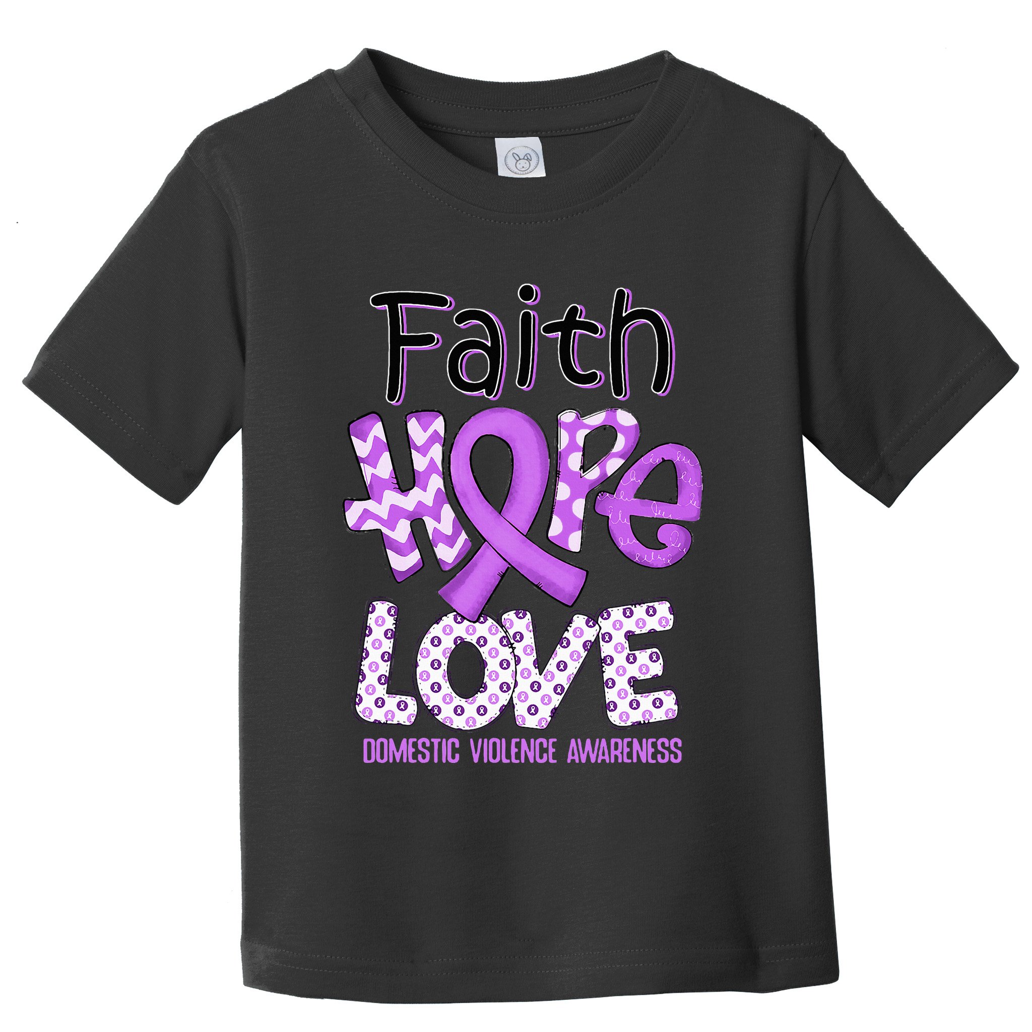 Believe Love Hope Purple Ribbon Domestic Violence Awareness Toddler T-Shirt