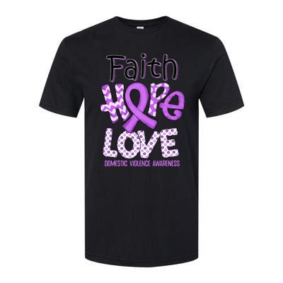 Believe Love Hope Purple Ribbon Domestic Violence Awareness Softstyle® CVC T-Shirt