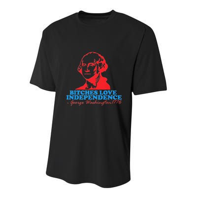 Bitches Love Independence Thomas Jefferson Youth Performance Sprint T-Shirt