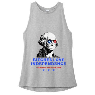 Bitches Love Independence Funny Founding Fathers Ladies PosiCharge Tri-Blend Wicking Tank