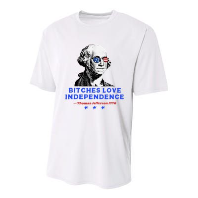 Bitches Love Independence Funny Founding Fathers Youth Performance Sprint T-Shirt