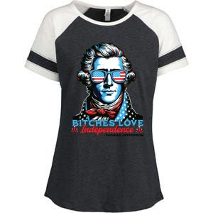 Bitches Love Independence Funny 4th Of July Thomas Jefferson Enza Ladies Jersey Colorblock Tee