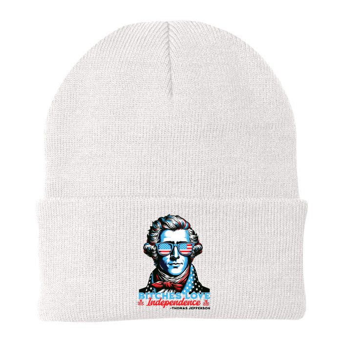 Bitches Love Independence Funny 4th Of July Thomas Jefferson Knit Cap Winter Beanie