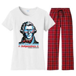 Bitches Love Independence Funny 4th Of July Thomas Jefferson Women's Flannel Pajama Set