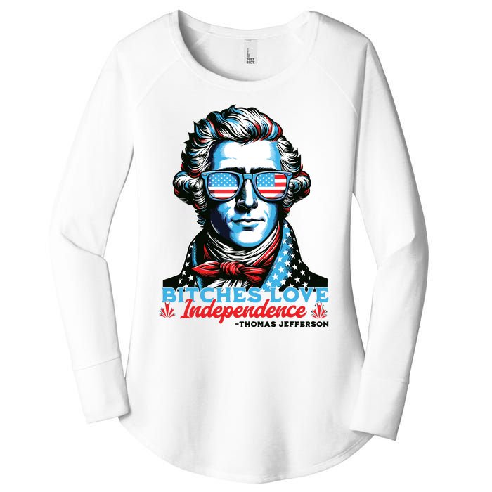 Bitches Love Independence Funny 4th Of July Thomas Jefferson Women's Perfect Tri Tunic Long Sleeve Shirt